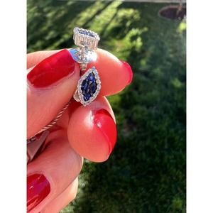 New $ 3250. Salvini Baudelaire 18k White Gold Diamond 0.11ct, Sapphire Earrings